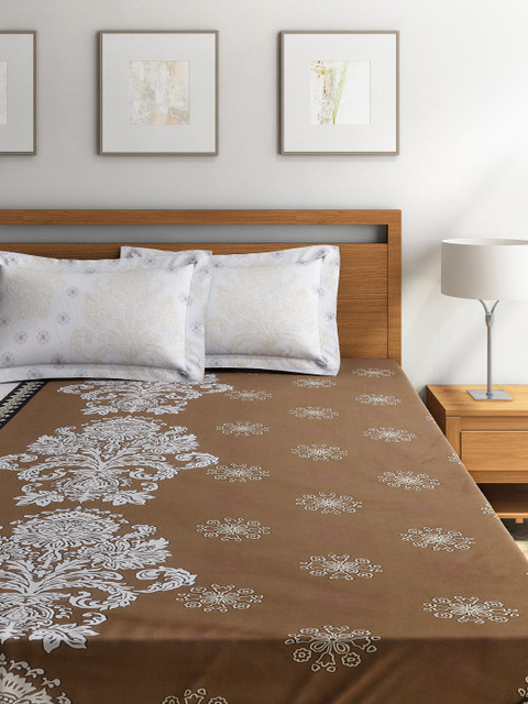 

Portico New York Brown Cotton Double Bedsheet with 2 Pillow Covers