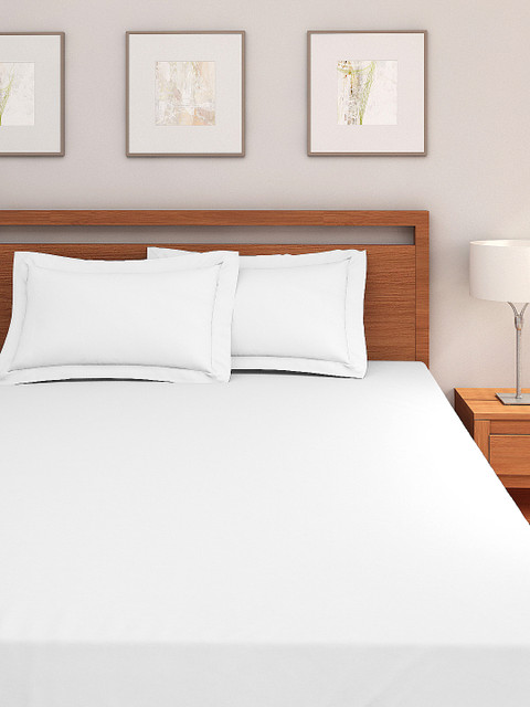 

Portico New York White Cotton Double Bedsheet with 2 Pillow Covers