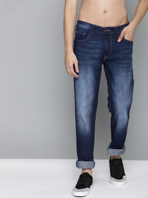 

HERE&NOW Men Navy Blue Slim Fit Mid-Rise Clean Look Stretchable Jeans