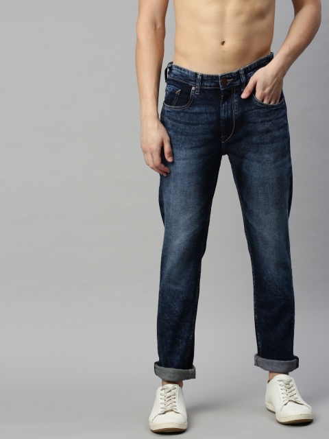 

HERE&NOW Men Navy Blue Slim Fit Mid-Rise Clean Look Stretchable Jeans