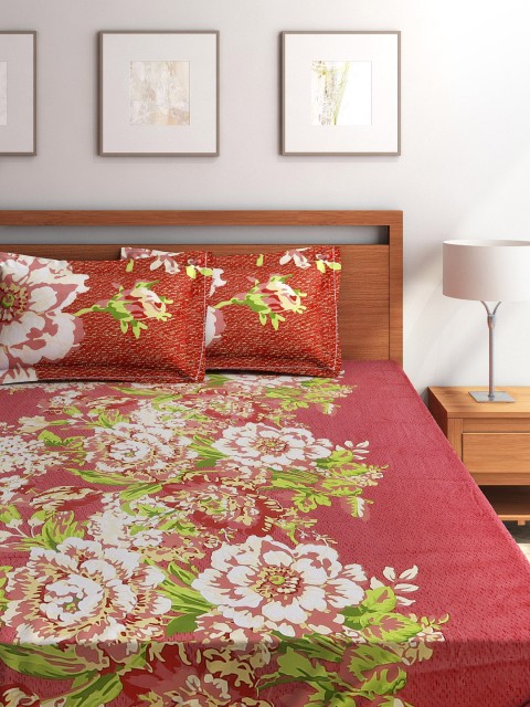 

Portico New York Red 210 TC Cotton Fine Double Bedsheet with 2 Pillow Covers