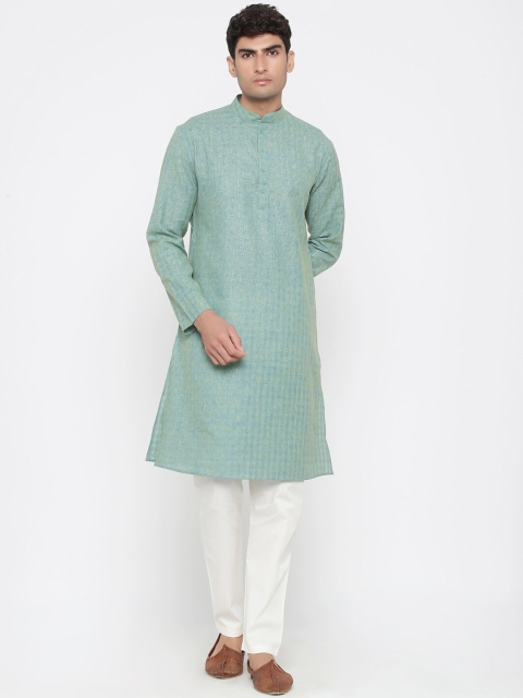 

Tistabene Men Blue & White Woven Design Kurta with Pyjamas