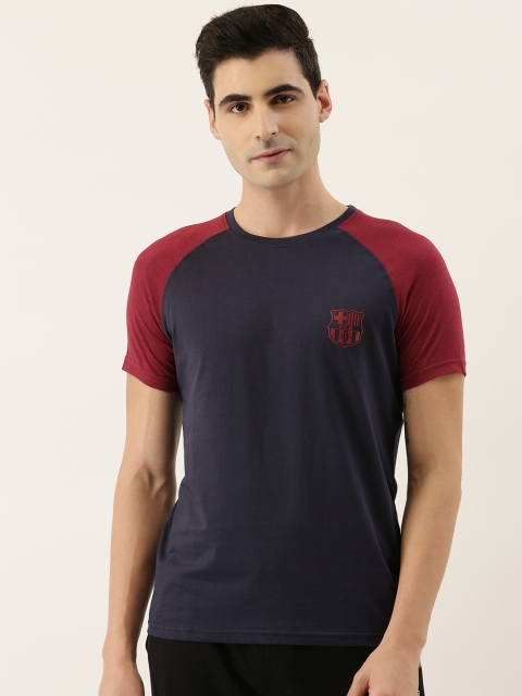 

FC Barcelona Men Navy Blue Solid Round Neck T-shirt