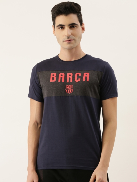 

FC Barcelona Men Navy Blue & Red Solid T-shirt with Printed Detail