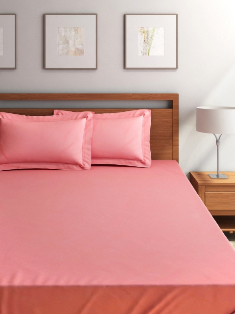 

Portico New York Coral Pink 300 TC Double Bedsheet with 2 Pillow Covers