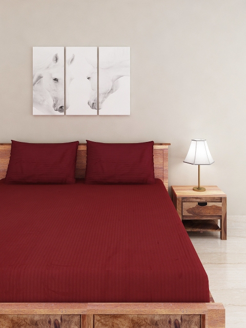 

Portico New York Maroon 300 TC Cotton Double Bedsheet with 2 Pillow Covers