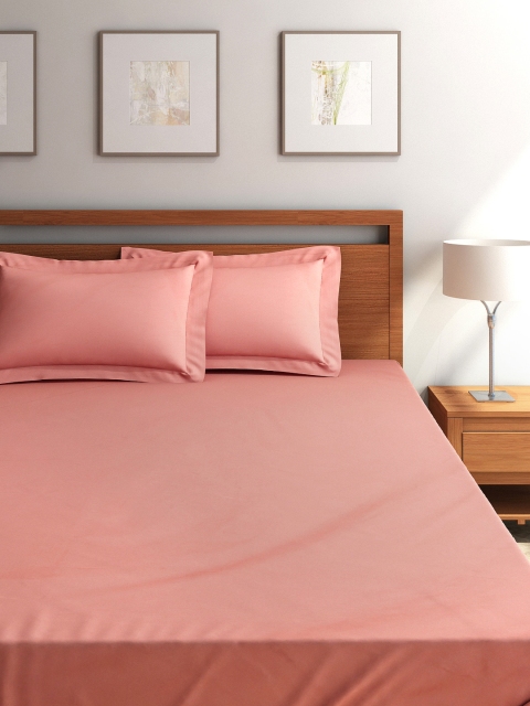 

Portico New York Peach-Coloured 180 TC Cotton Double Bedsheet with 2 Pillow Covers