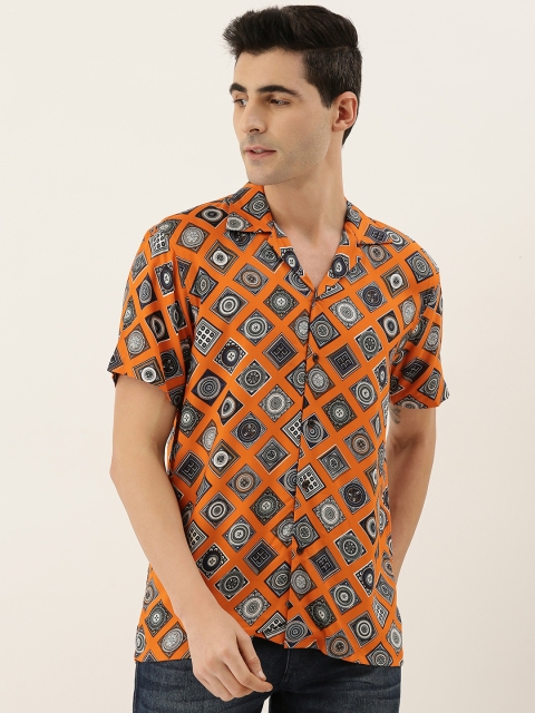 

Hancock Men Orange Relaxed Regular Fit Printed Casual Shirt