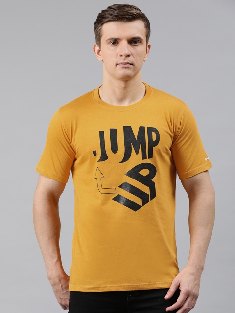 

BRATMA Men Mustard Yellow Printed Round Neck T-shirt