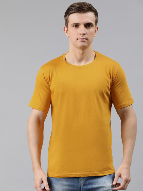 

BRATMA Men Mustard Yellow Printed Round Neck T-shirt