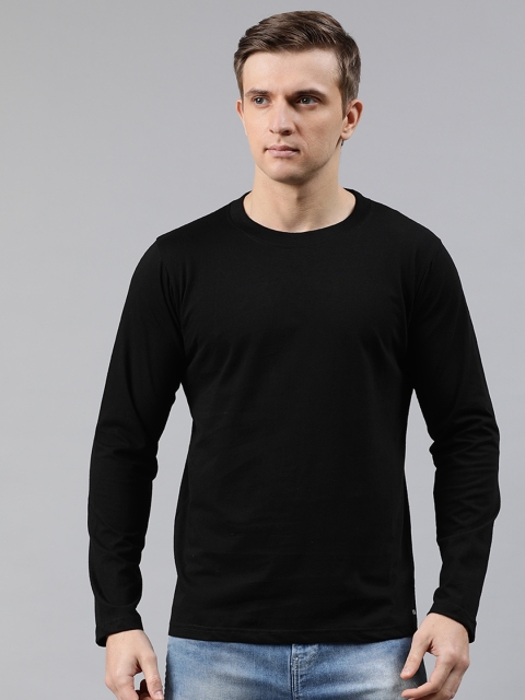 

BRATMA Men Black Solid Round Neck T-shirt