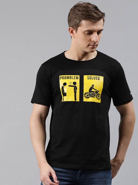 

BRATMA Men Black Printed Round Neck T-shirt