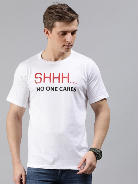 

BRATMA Men White Printed Round Neck T-shirt