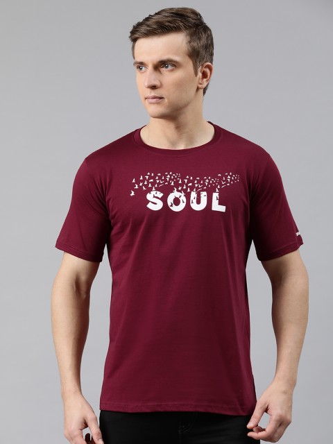 

BRATMA Men Maroon Printed Round Neck T-shirt