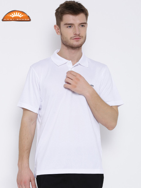 

Columbia White New Utilizer Polyester Polo T-shirt