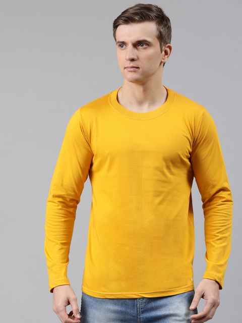 

BRATMA Men Mustard Yellow Solid Round Neck T-shirt