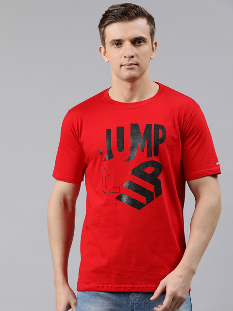

BRATMA Men Red Printed Round Neck T-shirt