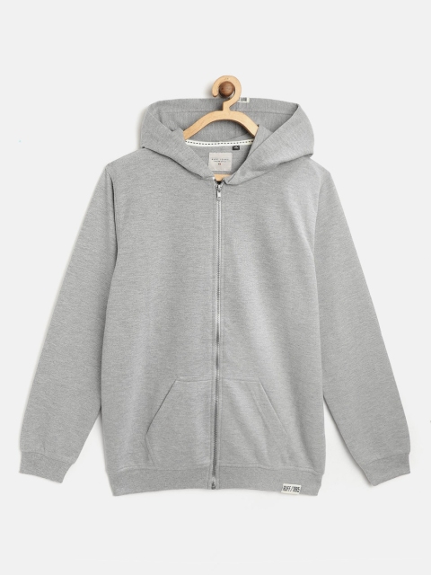 

RUFF Boys Grey Melange Solid Hooded Sweatshirt