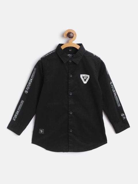 

RUFF Boys Black Slim Fit Solid Casual Shirt