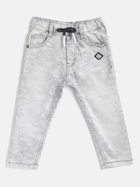 

RUFF Boys Grey & Off-White Slim Fit Mid-Rise Clean Look Camouflage Print Stretchable Jeans