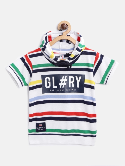 

RUFF Boys Multicoloured Striped Hooded T-shirt, Multi