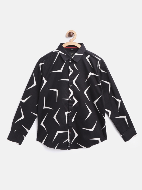

RUFF Boys Black & Off-White Slim Fit Geometric Print Casual Shirt