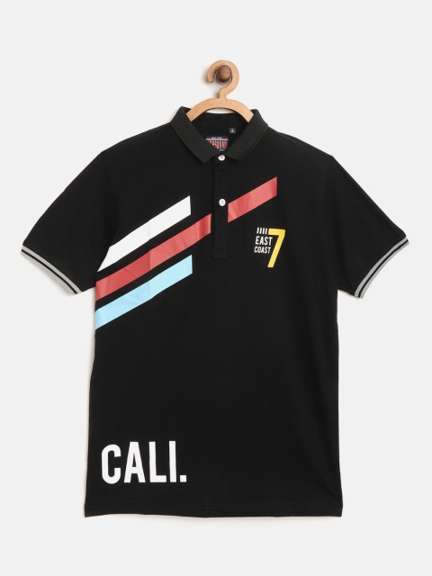 

RUFF Boys Black Printed Polo Collar T-shirt
