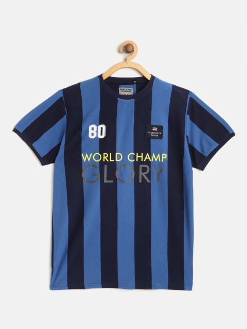 

RUFF Boys Navy Blue Striped Round Neck T-shirt