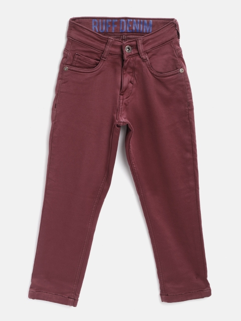 

RUFF Boys Burgundy Slim Fit Mid-Rise Clean Look Stretchable Jeans