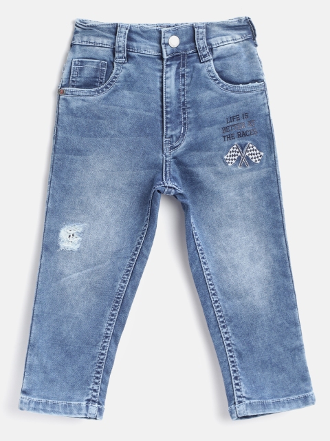 

RUFF Boys Blue Slim Fit Mid-Rise Low Distress Stretchable Jeans