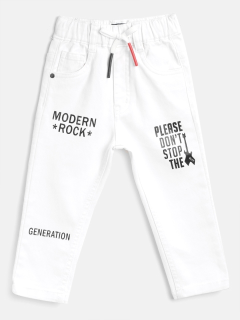 

RUFF Boys White & Black Slim Fit Mid-Rise Clean Look Printed Stretchable Jeans