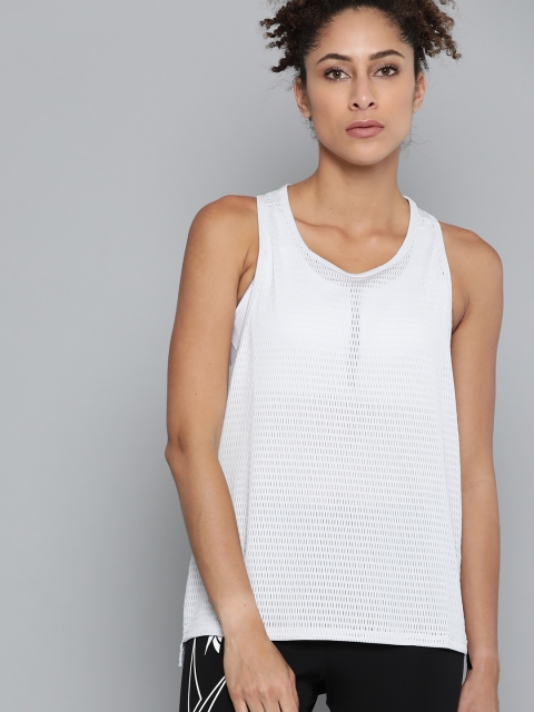 

Reebok Women White Self Design Perforated Tank Top