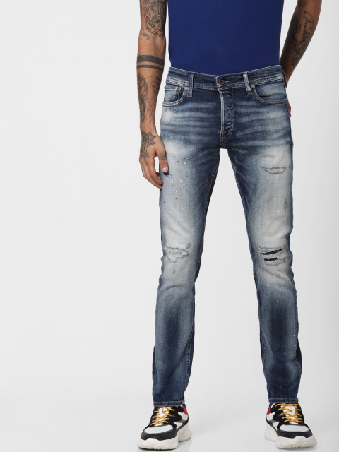 

Jack & Jones Men Blue Glenn Slim Fit Low-Rise Mildly Distressed Stretchable Jeans