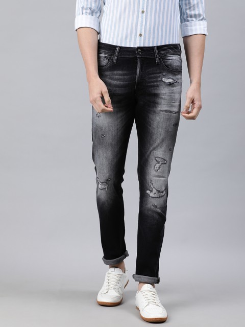 

Jack & Jones Men Grey Slim Fit Low-Rise Mildly Distressed Stretchable Jeans
