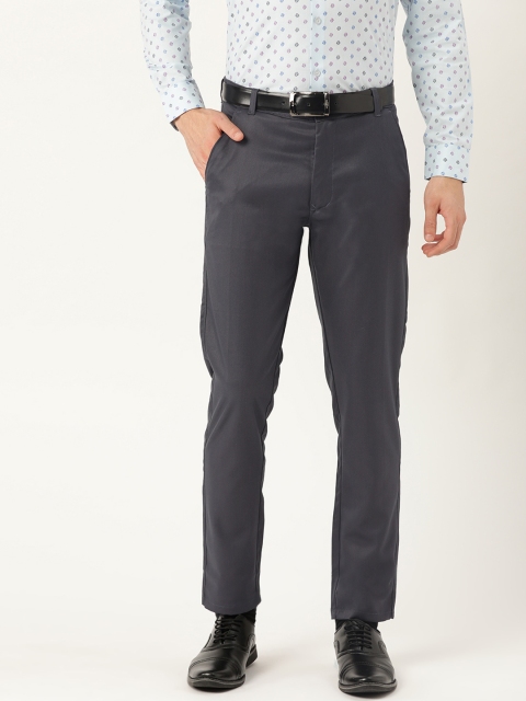 

SOJANYA Men Charcoal Grey Smart Fit Solid Formal Trousers