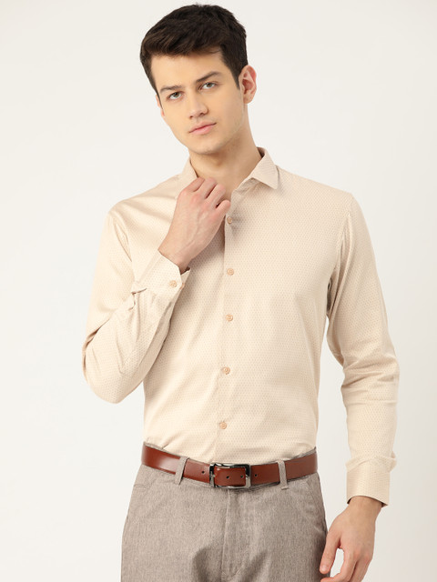 

SOJANYA Men Beige Classic Fit Self Design Formal Shirt