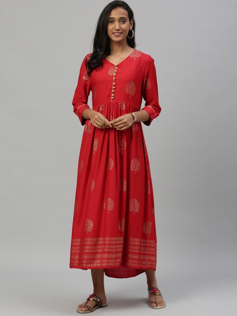

Anouk Women Red Printed Maxi Dress