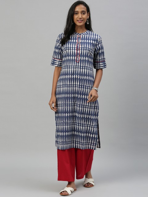 

Anouk Women Navy Blue & Red Printed Kurta with Palazzos