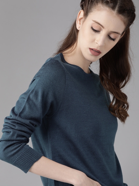 

Roadster Women Navy Blue Solid Pullover