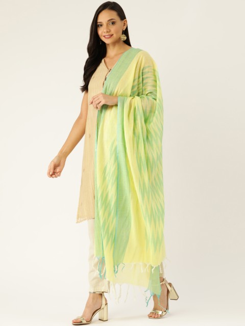 

Shaily Women Green & Yellow Printed Dupatta