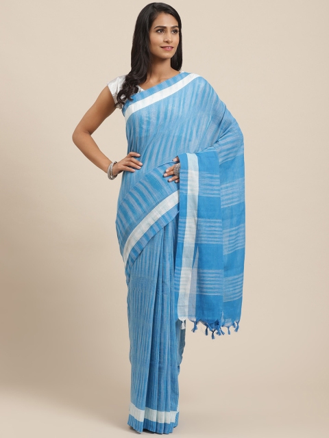 

Vaamsi Blue Pure Cotton Striped Jamdani Saree
