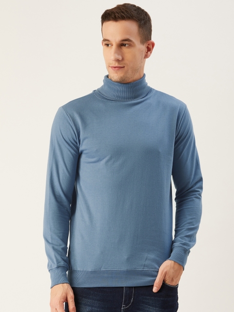 

Rodzen Men Blue Turtle-Neck Solid Sweatshirt