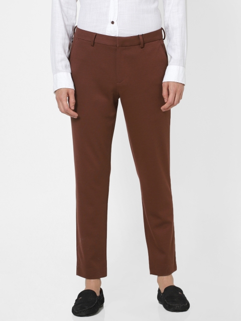 

Jack & Jones Men Maroon Slim Fit Solid Regular Trousers