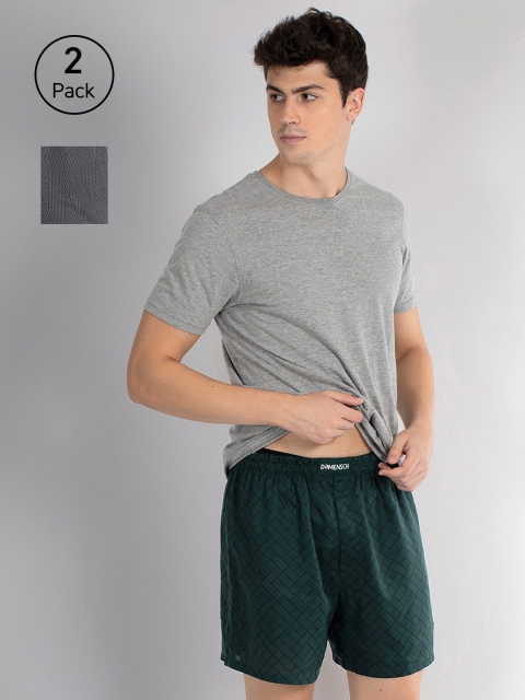 

DAMENSCH Men Pack Of 2 Printed Woven Boxers, Green