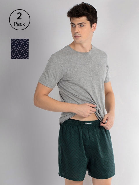 

DAMENSCH Men Pack Of 2 Printed Woven Boxers, Green