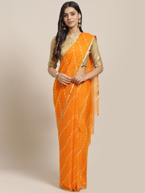 

Saree mall Orange & Beige Bandhani Printed Saree