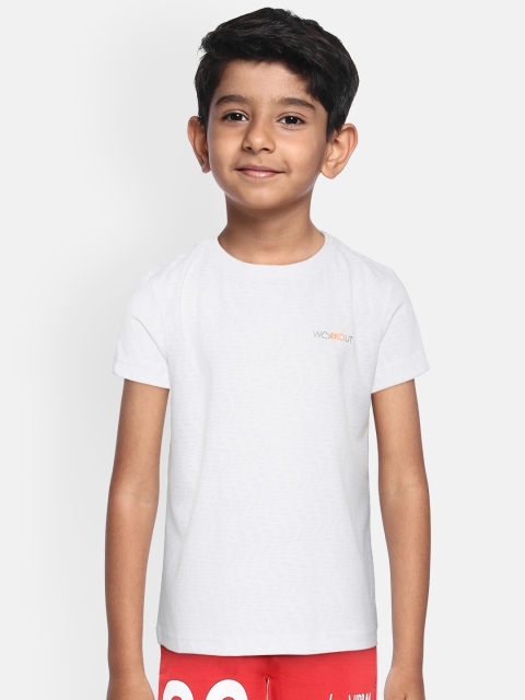 

Sweet Dreams Boys White Self Design Round Neck Workout T-shirt