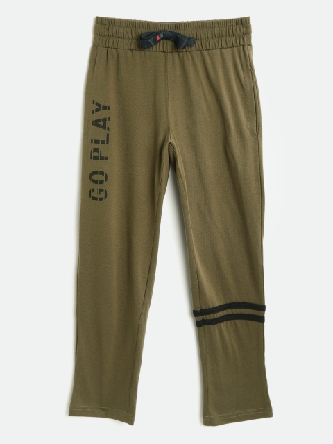 

Sweet Dreams Boys Olive Green Solid Lounge Pants with Printed Detail