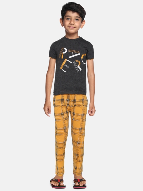 

Sweet Dreams Boys Charcoal Grey & Mustard Yellow Printed Night suit