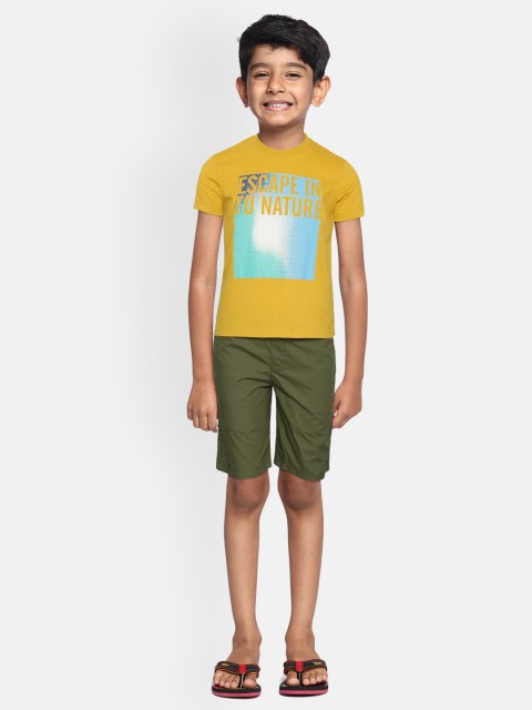 

Sweet Dreams Boys Mustard Yellow & Olive Green Printed Night suit